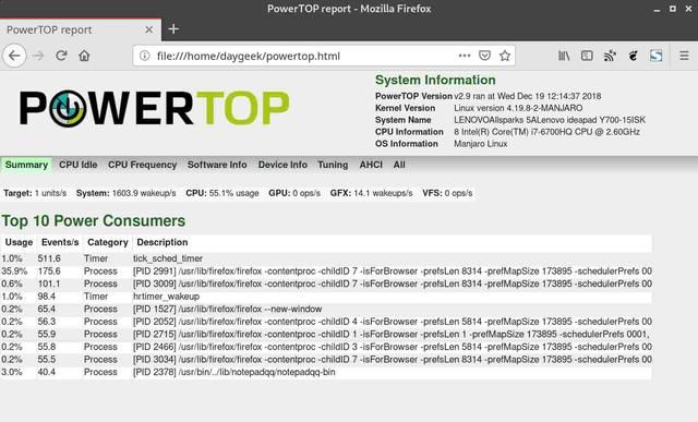 PowerTOP：在 Linux 上监视电量使用和改善笔记本电池寿命