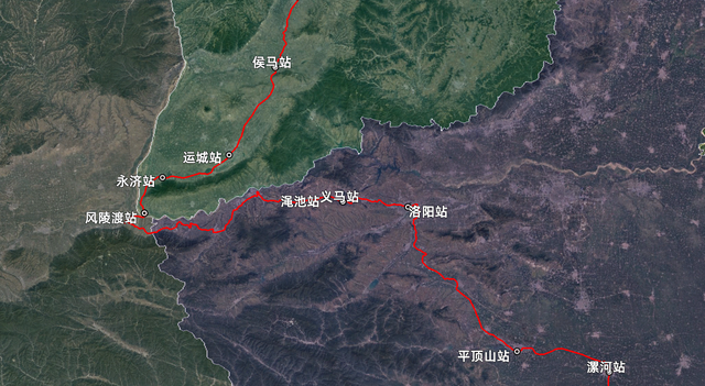 K237/K240次列车运行线路图：山西太原开往深圳东，全程2619公里