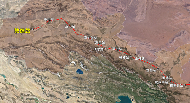 K42次列车运行线路图：甘肃敦煌开往北京，全程2584公里