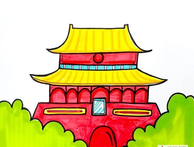儿童画教程 | 创意剪贴画--我爱北京天安门，天安门上太阳升