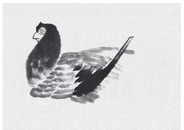 零基础国画教程：分步骤讲解鸽子画法，用浓淡相间的墨色画鸽子