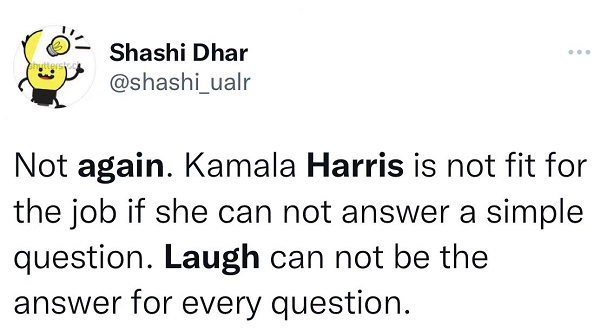 被问乌克兰难民问题 美国副总统哈里斯哈哈大笑 外国网友：她竟认为这是个笑话？