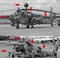 米-28NM原型（下）与米-28N在外形最大变化-机鼻的“鼻子”不见了