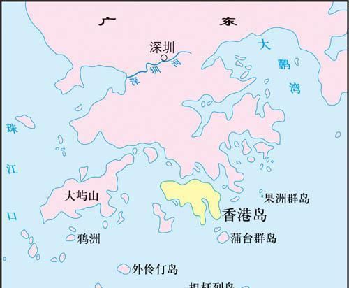 中英南京条约割让香港岛示意图