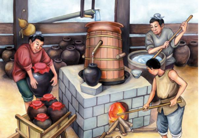 中国古代造酒图
