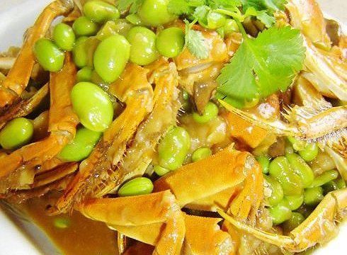 螃蟹炒毛豆